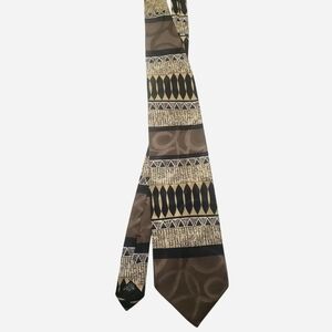 Vintage Zeidler & Zeidler Silk Tie Mens 57" Classic Brown Geometric Print Retro